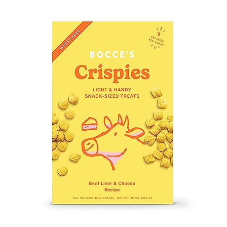 Bocce's Bakery - Dog Crispies Beef Liver & Cheese, 10 oz (Pack of 6) - Wheat-Free Dog Treats