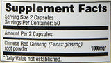 Supplement facts label for Chinese Red Ginseng capsules on a white background