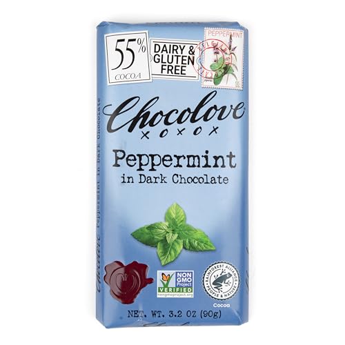 Chocolove - Mini Dark Chocolate Peppermint Bars, 1.3 oz (Pack of 12) - Dairy Free Treat