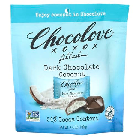 Chocolove - Dark Chocolate Coconut Bites, 3.5 oz (Pack of 8) - Dairy Free