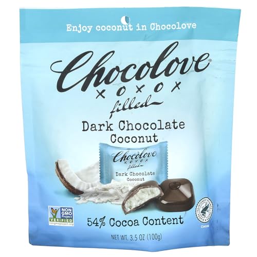 Chocolove - Dark Chocolate Coconut Bites, 3.5 oz (Pack of 8) - Dairy Free