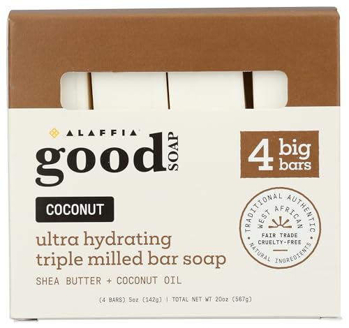 Alaffia Good Bar Soap Coconut, 4 ct (Pack of 1) - Gluten-Free Soap
