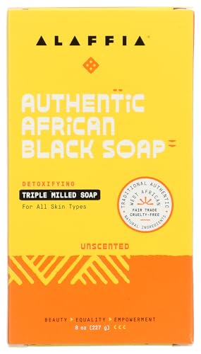 Alaffia - Unscented African Soap Bar, 8 oz - Gentle Cleansing Soap