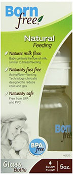 Bornfree - Natural Feeding Glass Bottle, 5 oz (Single) - Anti-Colic Baby Bottle
