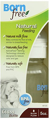Bornfree - Natural Feeding Glass Bottle, 5 oz (Single) - Anti-Colic Baby Bottle