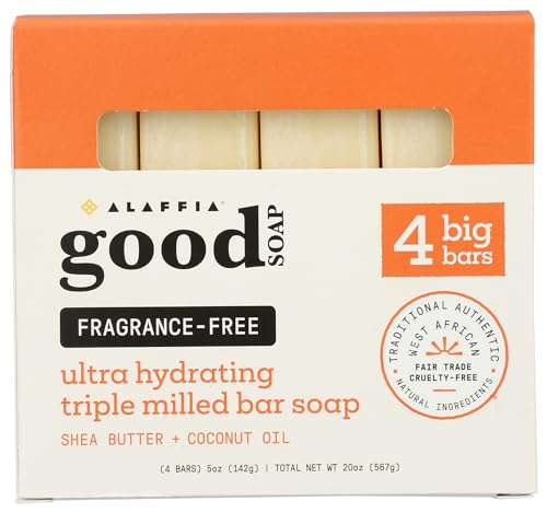 Alaffia Good Bar Soap Frag Free, 4 ct (Pack of 1) - Gluten Free Soap