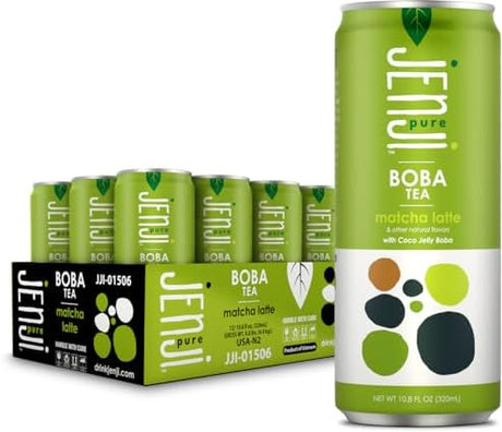 Jenji - Boba Tea Matcha Latte, 10.8 fl oz (Pack of 12) - Dairy & Gluten-Free