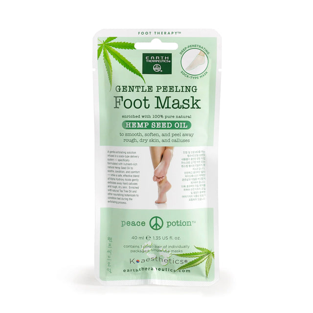 Earth Therapeutics - Hemp Oil Peeling Foot Mask, 1 Pair - Exfoliating Foot Treatment
