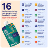 Cerebelly pouch with list of brain-supporting nutrients on a beige and blue background