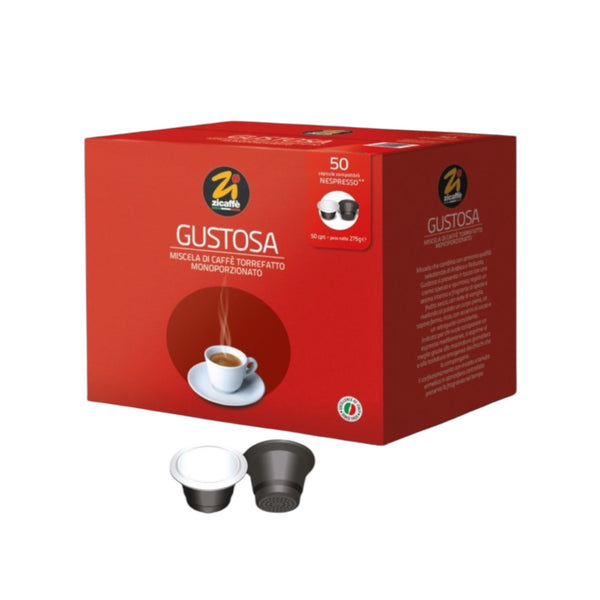 Zicaffe Gustosa Nespresso Compatible Capsules, 50 Count
