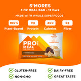 PROBAR Organic S'mores Meal Bar, Case of 12, 3 oz