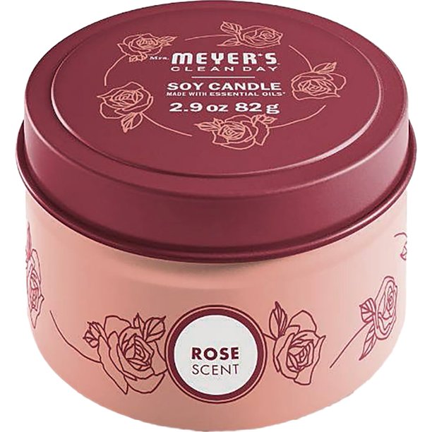 Mrs. Meyer's Clean Day - Soy Candle Rose Tin (Pack of 8) 2.9 Oz - Cozy Farm 