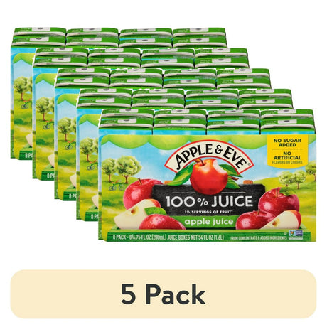 Apple & Eve 100% Apple Juice Boxes, 6.75 fl oz, Pack of 5 (8 Boxes Each)