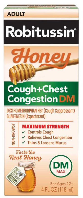 Robitussin - Cough Chest Congestion Max Strength Honey - 4 Fl Oz - Cozy Farm 