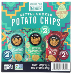 Siete - Kettle Cooked Potato Chips, 6/1.5 oz (Pack of 3) - Gluten-Free Snacks