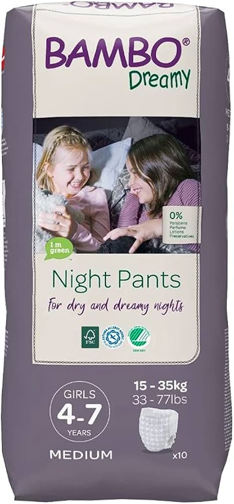 Bambo Nature Night Pants Girls 4-7 Yrs, 10 Ct (Pack of 6) - Overnight Diaper Pants
