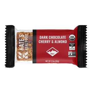Kate's Real Food Organic Dark Chocolate Cherry Almond Energy Bar, 2.2 oz, Case of 12