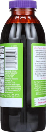 Wholesome Organic Blackstrap Molasses - Unsulphured, 16 oz (Pack of 12) - Rich in Iron & Minerals