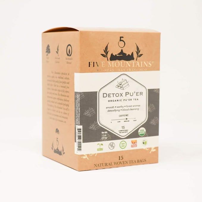 Five Mountains Tea Detox Puer (Pack of 100) - Cozy Farm 