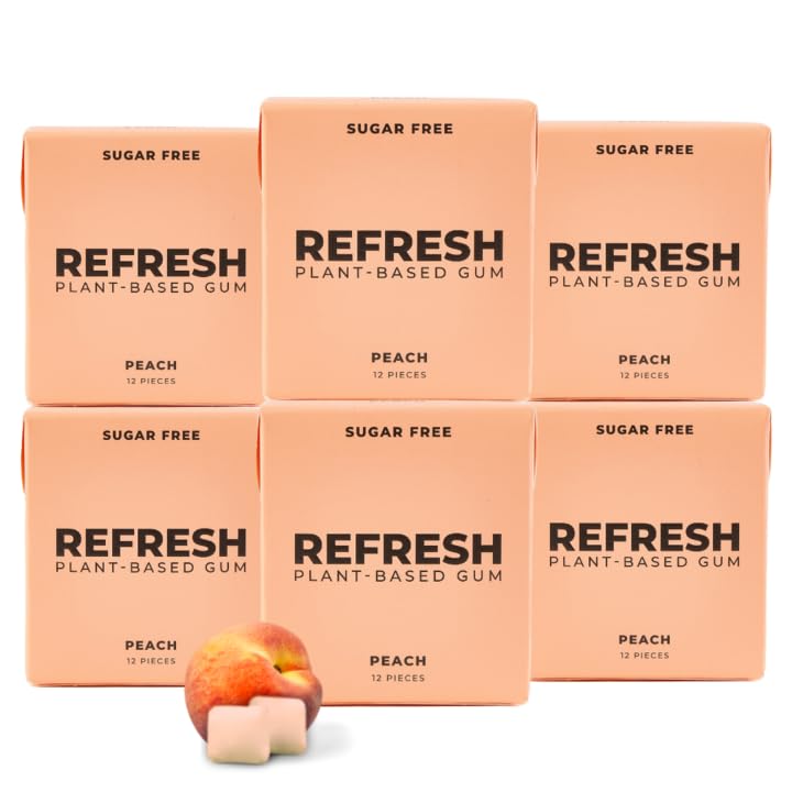 Refresh Gum - Peach Gum, 12 ct (Pack of 12) - Chewing Gum Bulk