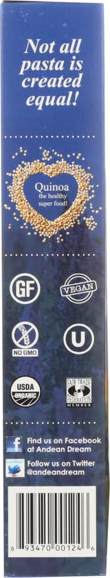 Andean Dream Gluten-Free Organic Quinoa Macaroni Pasta, 8 oz, Pack of 12