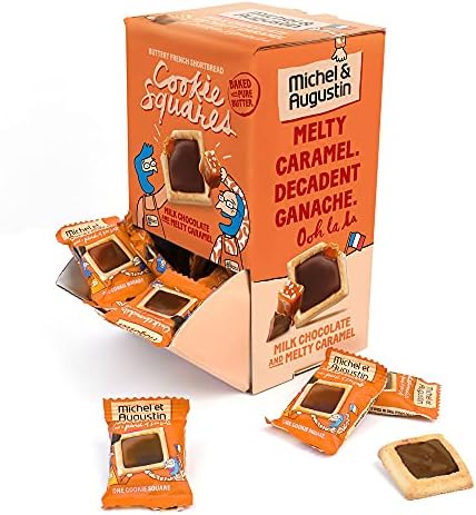 Michel Et Augustin - Cookie Squares Milk Chocolate Caramel, 40 ct (Pack of 1) - French Kosher Cookies