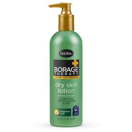 Shikai Borage Therapy dry skin lotion bottle on a white background