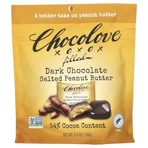 Chocolove - Dark Chocolate Salted Peanut Butter Bites, 3.5 oz (Pack of 8) - Dairy Free