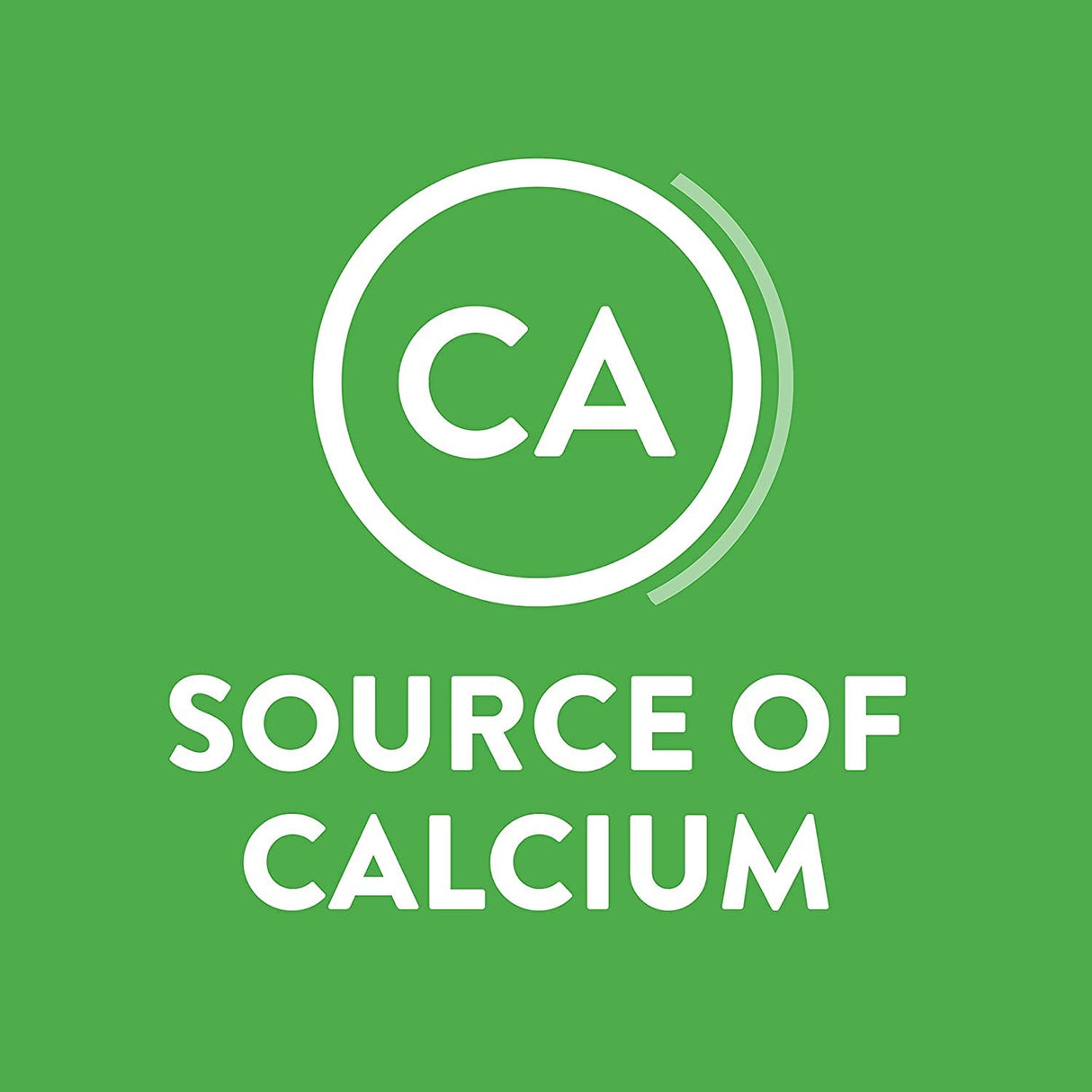 Logo with 'CA' in a circle and 'SOURCE OF CALCIUM' text on a green background
