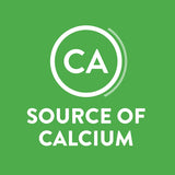 Logo with 'CA' in a circle and 'SOURCE OF CALCIUM' text on a green background