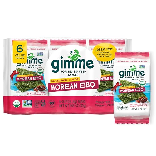 Gimme Organic Seaweed Snacks - Korean BBQ, 6/.17 oz (Pack of 8) - Healthy Snack Food