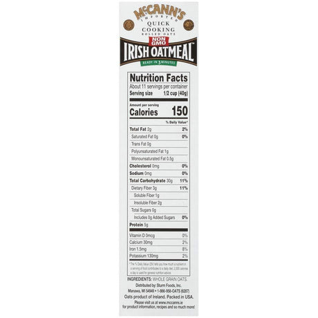 McCann's Quick Cooking Rolled Oats, 16 Oz. (Pack of 12) - Cozy Farm  nf