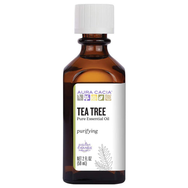Aura Cacia Pure Tea Tree Essential Oil, 100% Natural, Cleansing & Purifying, 2 fl oz
