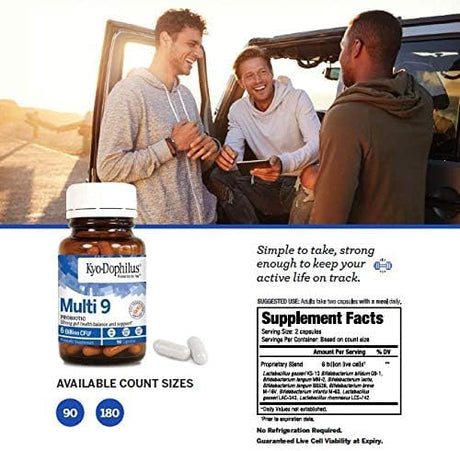 Kyolic Kyo-Dophilus 9 Probiotic Supplement, 9 Billion CFU, Digestive & Immune Support, 90 Capsules