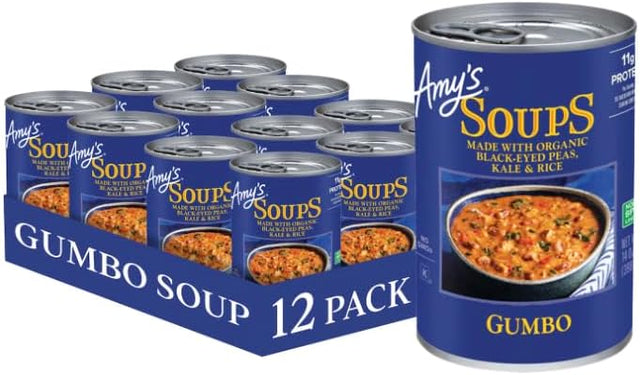 Amy's - Organic Gumbo with Black Eyed Peas, 14 oz (Pack of 12) - Hearty Kosher Soup