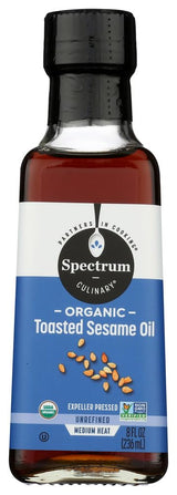 Spectrum Naturals Organic Toasted Sesame Oil, Unrefined, Cold-Pressed – 8 Fl Oz (Pack of 6)
