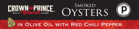 Crown Prince Smoked Oysters with Red Chili Pepper - 3 Oz. (Pack of 18)
