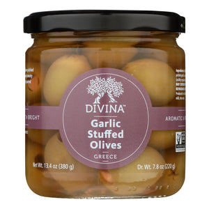 Divina Stuffed Garlic Olives, 7.8 Oz, Pack of 6 - Cozy Farm 