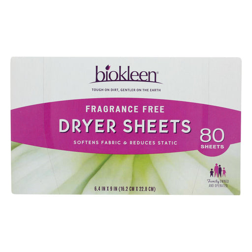 Biokleen Dryer Sheets, Free & Clear, 80 Sheets (Pack of 6) - Cozy Farm 