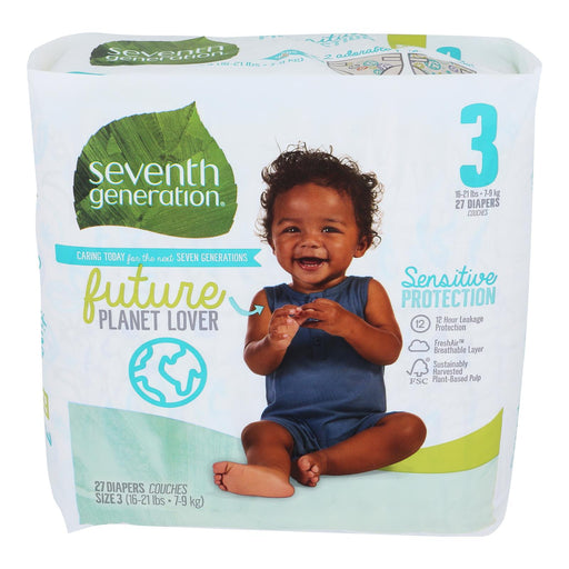 Seventh Generation Baby Diapers for Sensitive Skin - Stage 3 (16-21 lbs), Pack of 4 x 27 Ct - Cozy Farm 