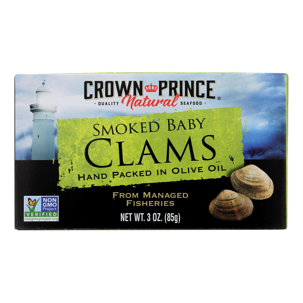 Crown Prince Smoked Baby Clams in Olive Oil (Pack of 12 - 3 Oz.) - Cozy Farm 