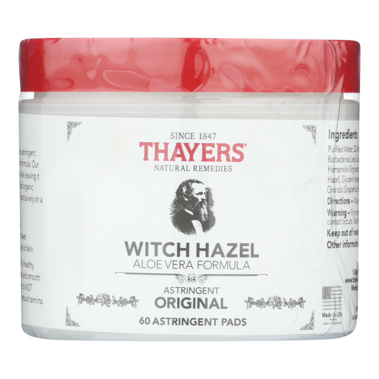 Thayers Witch Hazel with Aloe Vera Facial Pads (60 Pads) - Cozy Farm 
