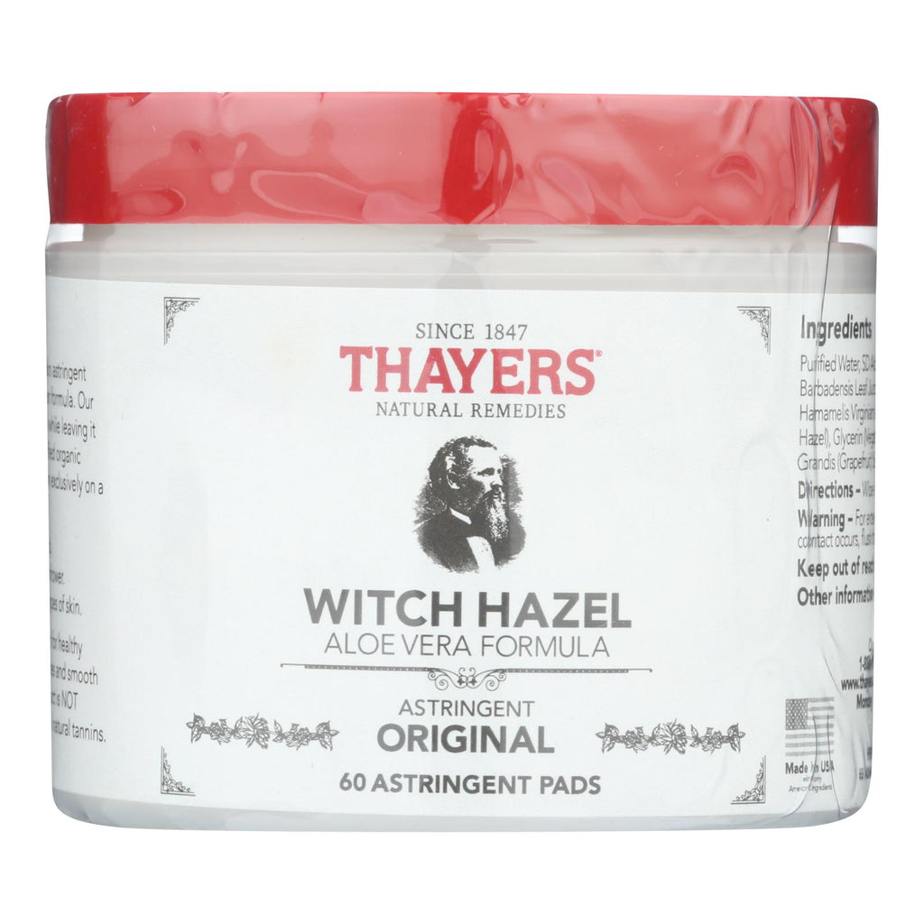 Thayers Witch Hazel with Aloe Vera (Pack of 60 Pads) - Cozy Farm 