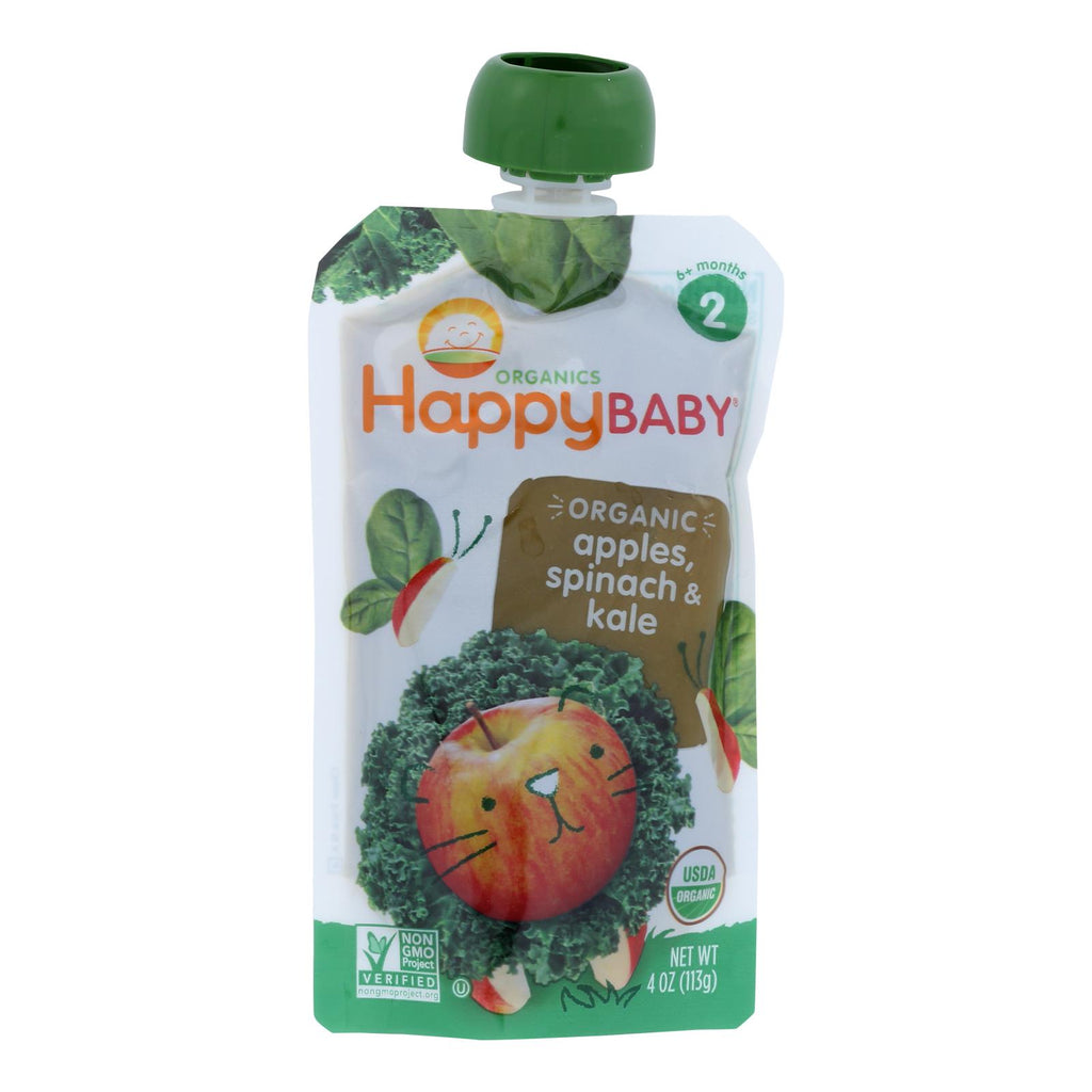 Happy Baby Organic Stage 2 Apple, Spinach & Kale Pouch (Pack of 16 - 3.5 Oz.) - Cozy Farm 