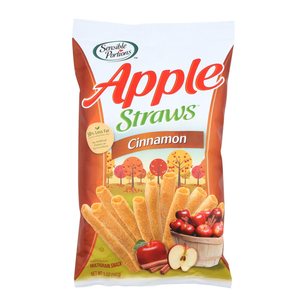 Sensible Portions Apple Straws - Cinnamon - Case Of 12 - 5 Oz. - Cozy Farm 