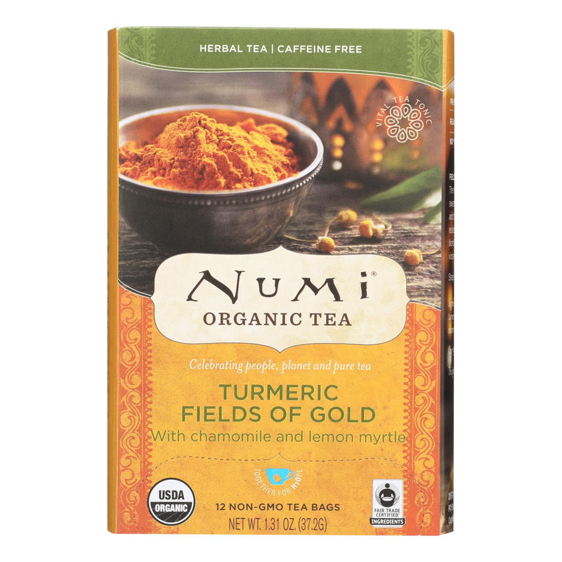 Numi Organic Turmeric Fields of Gold Tea (Pack of 6 - 12 Bags Each) - Cozy Farm 