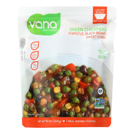 Vana Life Foods Chipotle Black Bean Sweet Corn Green Chickpea Legume Bowls (Pack of 6 - 10 Oz.) - Cozy Farm 