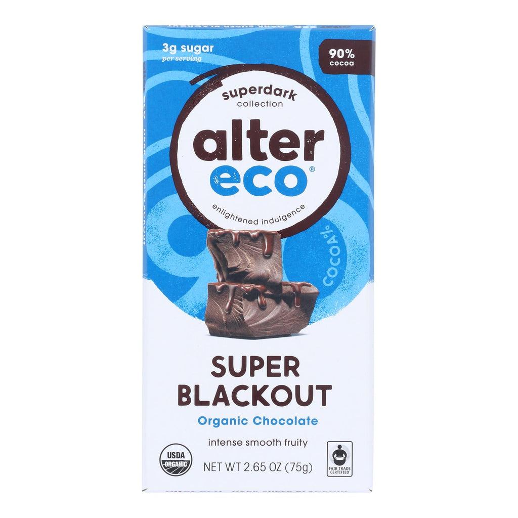 Alter Eco Americas Organic Chocolate Bar - Dark Super Blackout - Case Of 12 - 2.65 Oz - Cozy Farm 