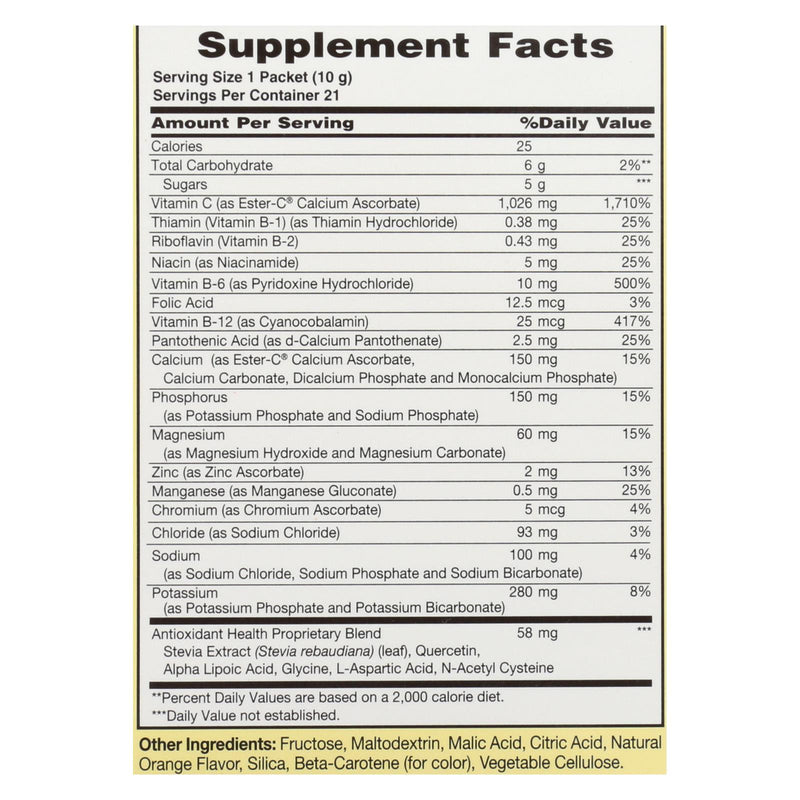 American Health Ester-C 1000mg Enhanced Absorption Vitamin C (Pack of 21) Orange Packets - Cozy Farm 