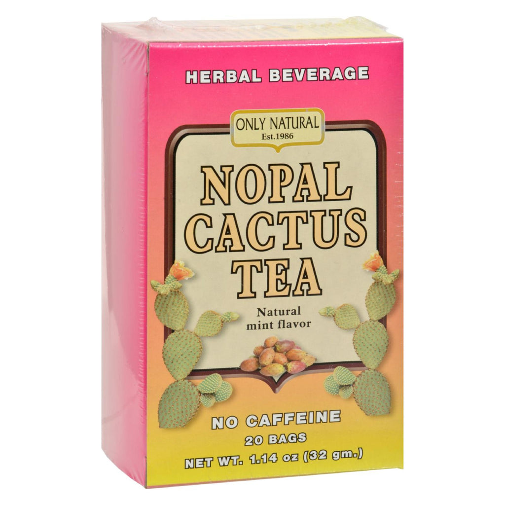 Only Natural Nopal Cactus Tea (Pack of 20) - Caffeine Free, Natural Mint Flavor - Cozy Farm 